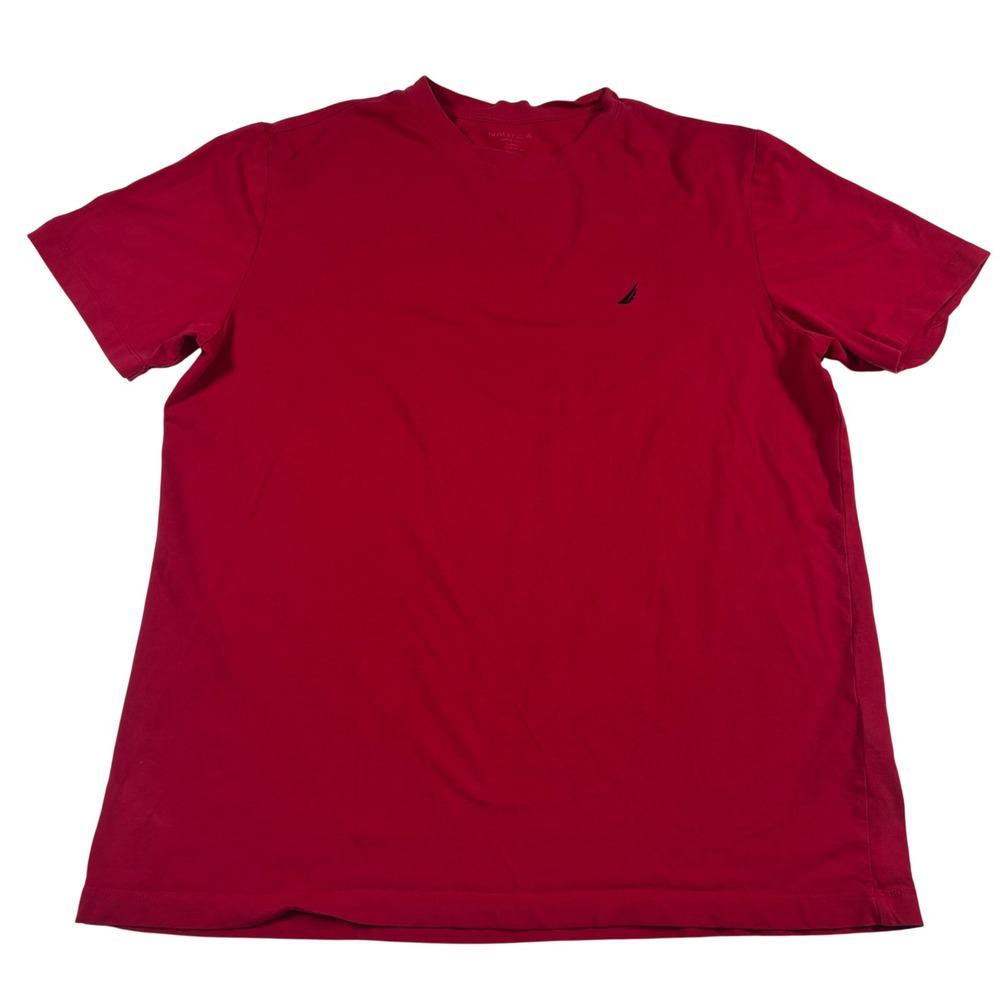 Nautica Mens Red Short Sleeve Crew Neck T Shirt Size L Sleepwear Casual